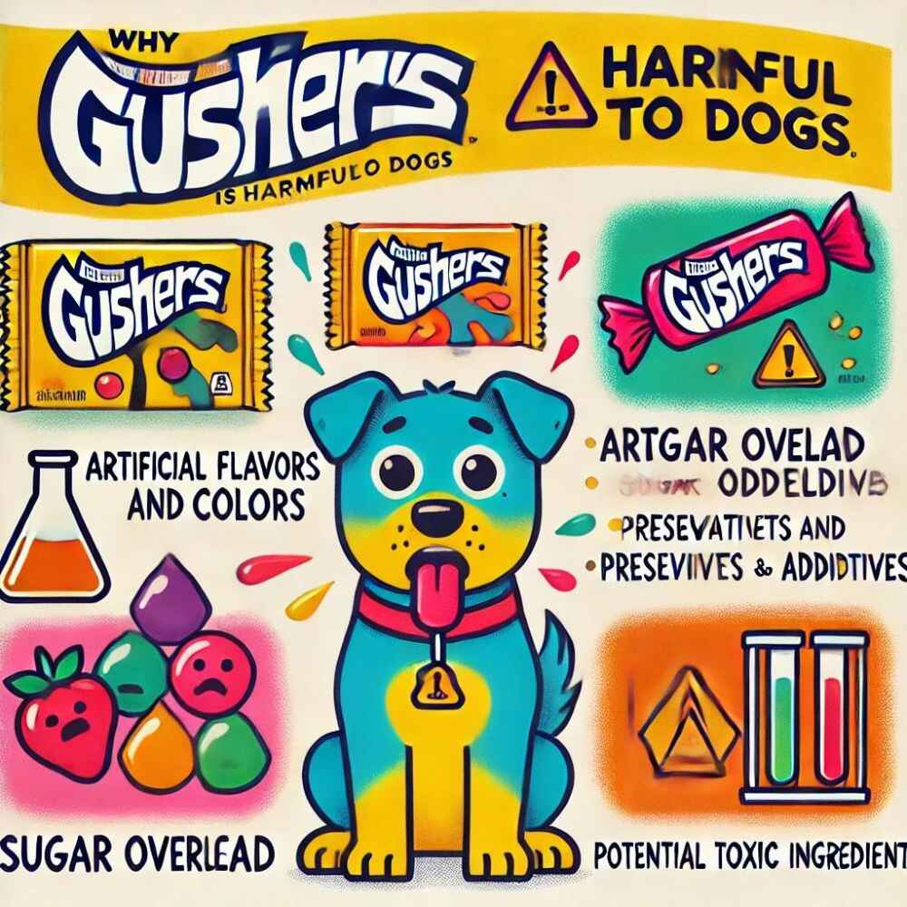 illustration showing why Gushers are harmful to dogs