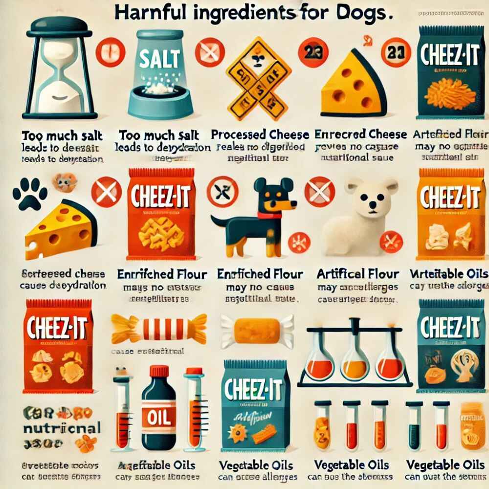 illustration showing the harmful ingredients for dogs in Cheez-Its