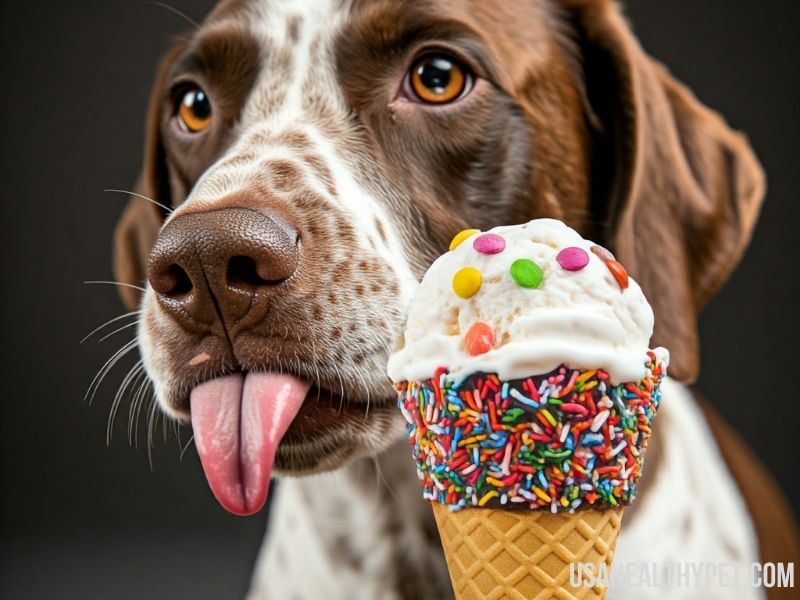 image showing Dog Eating Vanilla Ice Cream with Sprinkles