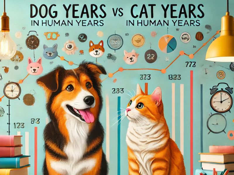 Photo showing Dog Years in Human Years vs Cat Years in Human Years